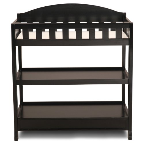 Delta Children Infant Changing Table with Pad, Black and Waterproof Baby and Infant Diaper Changing Pad, Beautyrest Platinum, White