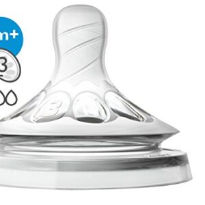 Philips Avent Natural Baby Bottle Medium Flow Nipple, 3M+, 4pack, Flow 3, SCF653/43