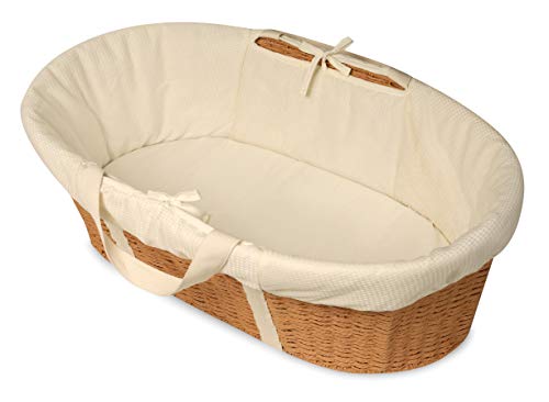 Wicker-Look Woven Baby Moses Changing Basket with Pad and Cover