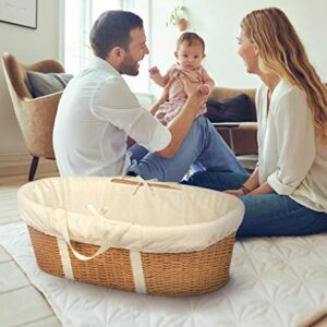 Wicker-Look Woven Baby Moses Changing Basket with Pad and Cover