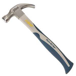 estwing sure strike hammer - 20 oz curved claw hammer with smooth face & carbon fiber handle - sscf20c