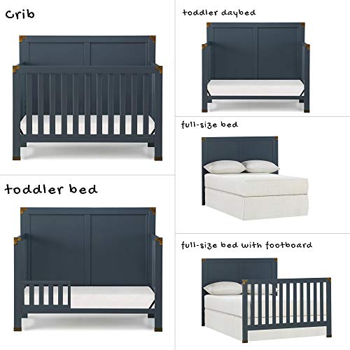 Baby Relax Miles 5-in-1 Convertible Crib, Graphite Blue