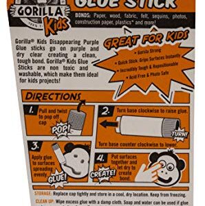 Gorilla Kids Disappearing Purple Glue Sticks, Two 6 Gram Sticks, (Pack of 1)