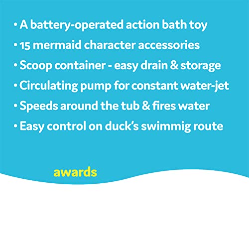 Yookidoo Jet Duck Mermaid Bath Toy with Powered Water Shooter - Sensory Development & Bath Time Fun for Kids - Battery Operated Bath Toy with 15 Pieces - Ages 2+