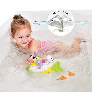 Yookidoo Jet Duck Mermaid Bath Toy with Powered Water Shooter - Sensory Development & Bath Time Fun for Kids - Battery Operated Bath Toy with 15 Pieces - Ages 2+