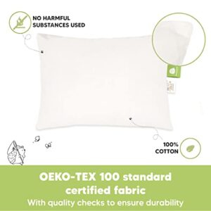 2-Pack Soft Organic Cotton Pillows for Sleeping - 13X18 Small Toddler Kids Pillow for Travel, School, Nap, Age 2 to 5 (Soft White)