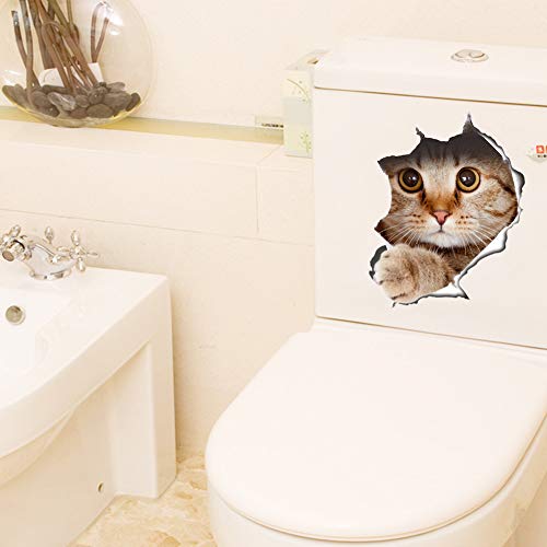 WMdecal 12PCS Removable 3D Cartoon Animal Cats Vinyl Wall Stickers Easy to Peel and Stick Cute Cat Wallpaper Murals for Nursery Room Toilet Kitchen Offices