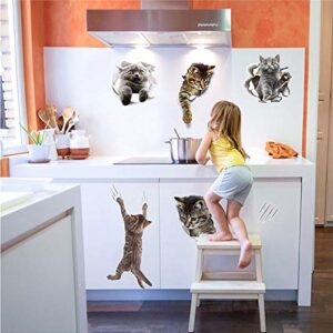 WMdecal 12PCS Removable 3D Cartoon Animal Cats Vinyl Wall Stickers Easy to Peel and Stick Cute Cat Wallpaper Murals for Nursery Room Toilet Kitchen Offices
