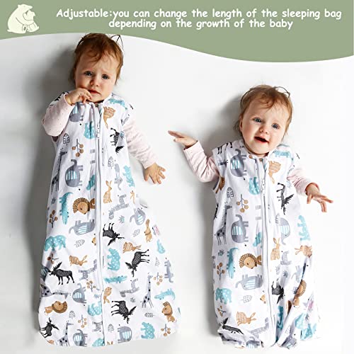 Lictin Baby Sleep Sack 0.5 Tog - 2 Pack Toddler Sleeping Sack 18-36 Months, Baby Wearable Blanket, Sleeveless Summer Baby Sleeping Bag with Adjustable Length and 2-Way Zipper, Gender Neutral