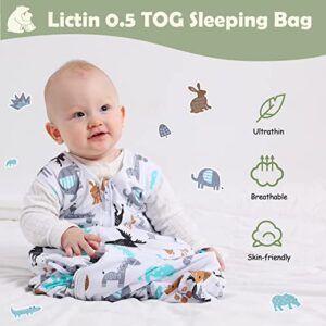 Lictin Baby Sleep Sack 0.5 Tog - 2 Pack Toddler Sleeping Sack 18-36 Months, Baby Wearable Blanket, Sleeveless Summer Baby Sleeping Bag with Adjustable Length and 2-Way Zipper, Gender Neutral