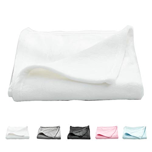 UOZZI BEDDING All-Season Ivory White Flannel Fleece Baby Blanket for Girls & Boys - Ultra Soft Plush Thin Kids Toddler Blanket for Crib, Pram Strollers, Sofa, 100% Microfiber Polyester 27"x39"