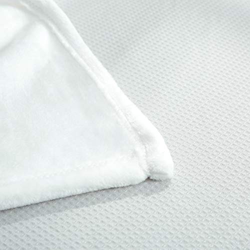 UOZZI BEDDING All-Season Ivory White Flannel Fleece Baby Blanket for Girls & Boys - Ultra Soft Plush Thin Kids Toddler Blanket for Crib, Pram Strollers, Sofa, 100% Microfiber Polyester 27"x39"