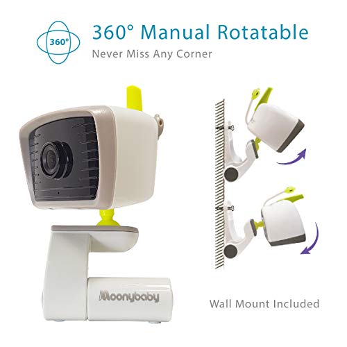 Moonybaby Split 50 Low EMF No WiFi Baby Monitor with 2 Cameras and Audio, 5" HD Quad Screen with Wide View, Auto Noise Reduce, Auto Night Vision, Talk Back, Temperature, Lullabies, ECO Saving Mode
