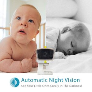 Moonybaby Split 50 Low EMF No WiFi Baby Monitor with 2 Cameras and Audio, 5" HD Quad Screen with Wide View, Auto Noise Reduce, Auto Night Vision, Talk Back, Temperature, Lullabies, ECO Saving Mode
