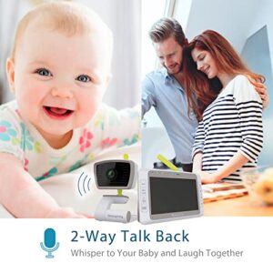 Moonybaby Split 50 Low EMF No WiFi Baby Monitor with 2 Cameras and Audio, 5" HD Quad Screen with Wide View, Auto Noise Reduce, Auto Night Vision, Talk Back, Temperature, Lullabies, ECO Saving Mode