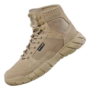 free soldier waterproof hiking work boots men's tactical boots 6 inches military boots (tan, 10.5)