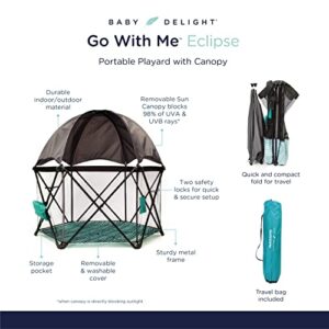 Baby Delight Go With Me Eclipse Mesh Portable Playard | Playpen | Sun Canopy | Indoor and Outdoor | Watercolor Stripe Base