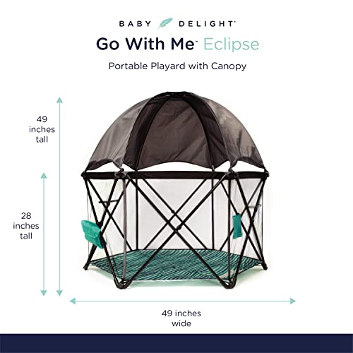 Baby Delight Go With Me Eclipse Mesh Portable Playard | Playpen | Sun Canopy | Indoor and Outdoor | Watercolor Stripe Base