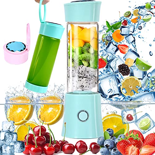 Toycol Portable Blender Mini Personal Juicer Cup Travel Smoothie Maker with Updated 6 Blades,Wireless USB Rechargeable Fruit Juice Mixer with 4000mAh Battery 16Oz for Outdoors,Home,Office,Sports Christmas Gift Blue