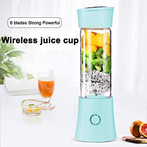 Toycol Portable Blender Mini Personal Juicer Cup Travel Smoothie Maker with Updated 6 Blades,Wireless USB Rechargeable Fruit Juice Mixer with 4000mAh Battery 16Oz for Outdoors,Home,Office,Sports Christmas Gift Blue