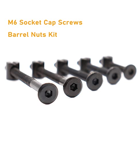 binifiMux 50pcs Black Hex Socket Cap Bolts Barrel Nuts Assortment Kit for Crib Baby Bed Cots Furniture, M6 x 40mm/ 50mm/ 60mm/ 70mm/ 80mm
