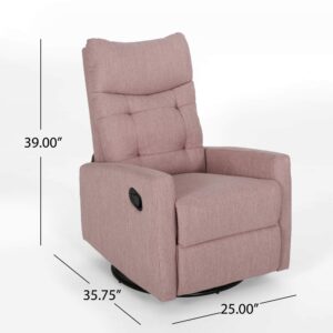 Great Deal Furniture Ishtar Contemporary Glider Swivel Push Back Nursery Recliner - Light Blush and Black Finish