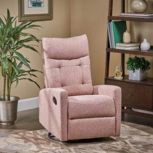 Great Deal Furniture Ishtar Contemporary Glider Swivel Push Back Nursery Recliner - Light Blush and Black Finish