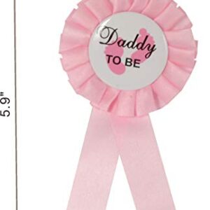 MEANT2TOBE Baby Shower Decoration for Mom to Be and Dad to Be, Premium Metal Pink Tiara + Pink & Gold Sash + Premium Metal Daddy to be Pink & White pin, Maternity for Her and Him