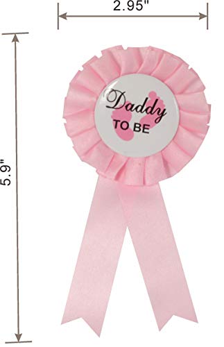 MEANT2TOBE Baby Shower Decoration for Mom to Be and Dad to Be, Premium Metal Pink Tiara + Pink & Gold Sash + Premium Metal Daddy to be Pink & White pin, Maternity for Her and Him