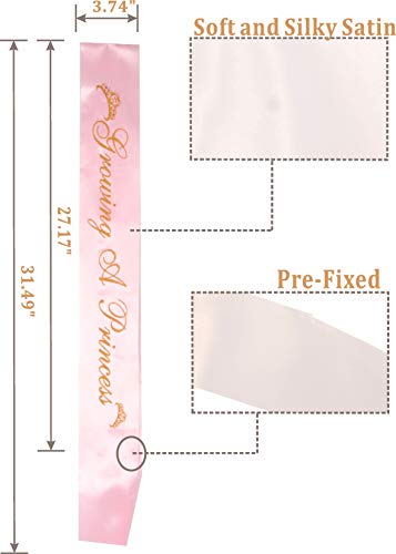 MEANT2TOBE Baby Shower Decoration for Mom to Be and Dad to Be, Premium Metal Pink Tiara + Pink & Gold Sash + Premium Metal Daddy to be Pink & White pin, Maternity for Her and Him