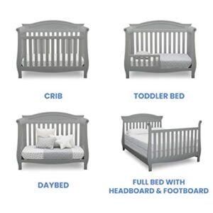 Delta Children Lancaster 4-in-1 Convertible Baby Crib & Twinkle Stars Waterproof Fiber Core Crib and Toddler Mattress, Grey