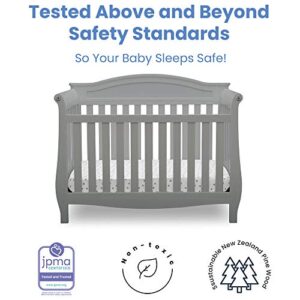 Delta Children Lancaster 4-in-1 Convertible Baby Crib & Twinkle Stars Waterproof Fiber Core Crib and Toddler Mattress, Grey