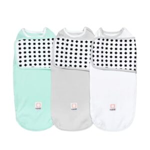 nanit breathing wear swaddle 3-pack â€“ works pro baby monitor to track breathing motion, like your hand on their heart from anywhere, 100% cotton, size small, 0-3 months, multi-color