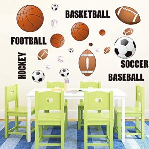 Runtoo Sports Wall Decals Kids Wall Stickers Soccer Baseball Football Hockey Basketball Boys Room Playroom Game Room Nursery Wall Décor