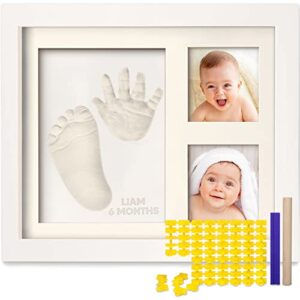 baby hand and footprint kit - baby footprint kit - baby keepsake - baby shower gifts for mom - baby picture frame for baby registry boys,girls (alpine white)