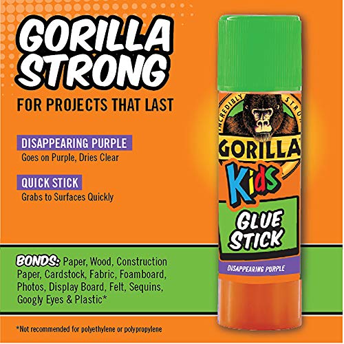 Gorilla Kids Disappearing Purple Glue Sticks, Six 6 Gram Sticks, (Pack of 1)