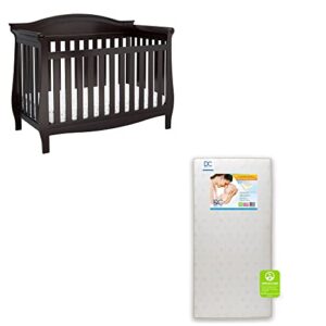 delta children lancaster 4-in-1 convertible baby crib & twinkle stars waterproof fiber core crib and toddler mattress, dark chocolate