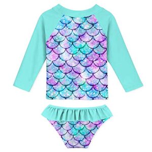 UNIFACO Toddler Girls Tankini 3D Fish Scale Stylish Bathing Suit Swimsuit Long Sleeve Shirt and Bikini Bottom