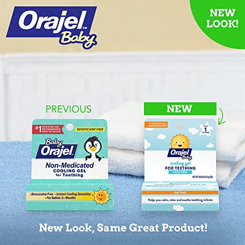 Orajel Baby Daytime Cooling Gel for Teething, Drug-Free, 1 Pediatrician Recommended Brand for Teething*, One .33oz Tube