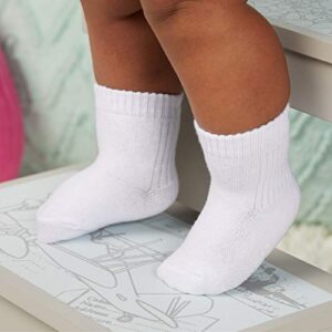 Fruit of the Loom Baby 14-Pack Grow & Fit Flex Zones Cotton Stretch Socks - Unisex, Girls, Boys (0-6 Months, White)