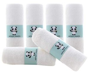 hiphop panda bamboo baby washcloths - 2 layer soft absorbent newborn bath face towel - natural baby wipes for delicate skin - baby registry as shower(6 pack)
