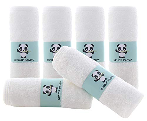 HIPHOP PANDA Bamboo Baby Washcloths - 2 Layer Soft Absorbent Newborn Bath Face Towel - Natural Baby Wipes for Delicate Skin - Baby Registry as Shower(6 Pack)