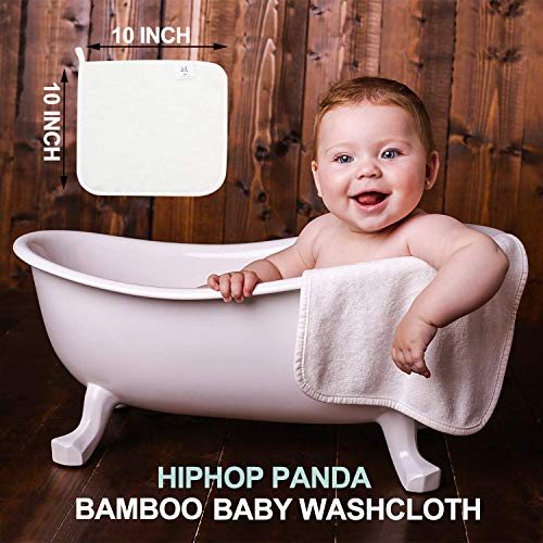 HIPHOP PANDA Bamboo Baby Washcloths - 2 Layer Soft Absorbent Newborn Bath Face Towel - Natural Baby Wipes for Delicate Skin - Baby Registry as Shower(6 Pack)