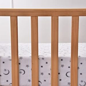 Cozy Fleece Microplush Fitted Crib Sheets, Grey/White with Moon & Stars, Grey/White with Moon & Stars