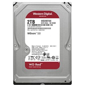 Western Digital 2TB WD Red NAS Internal Hard Drive HDD - 5400 RPM, SATA 6 Gb/s, SMR, 256MB Cache, 3.5" - WD20EFAX