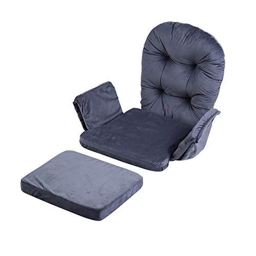 Yosoo Rocker Replacement Cushions, Rocking Chair Cushion Set with Soft Velvet Cotton Chair Cushion and Stool Pad Set Warm Cover for Home Office (Gray)