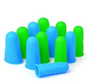 silicone finger protectors covers caps for hot glue gun wax rosin resin honey adhesives scrapbooking sewing crafts ironing embroidery needlework accessories (green&blue)-12 pieces