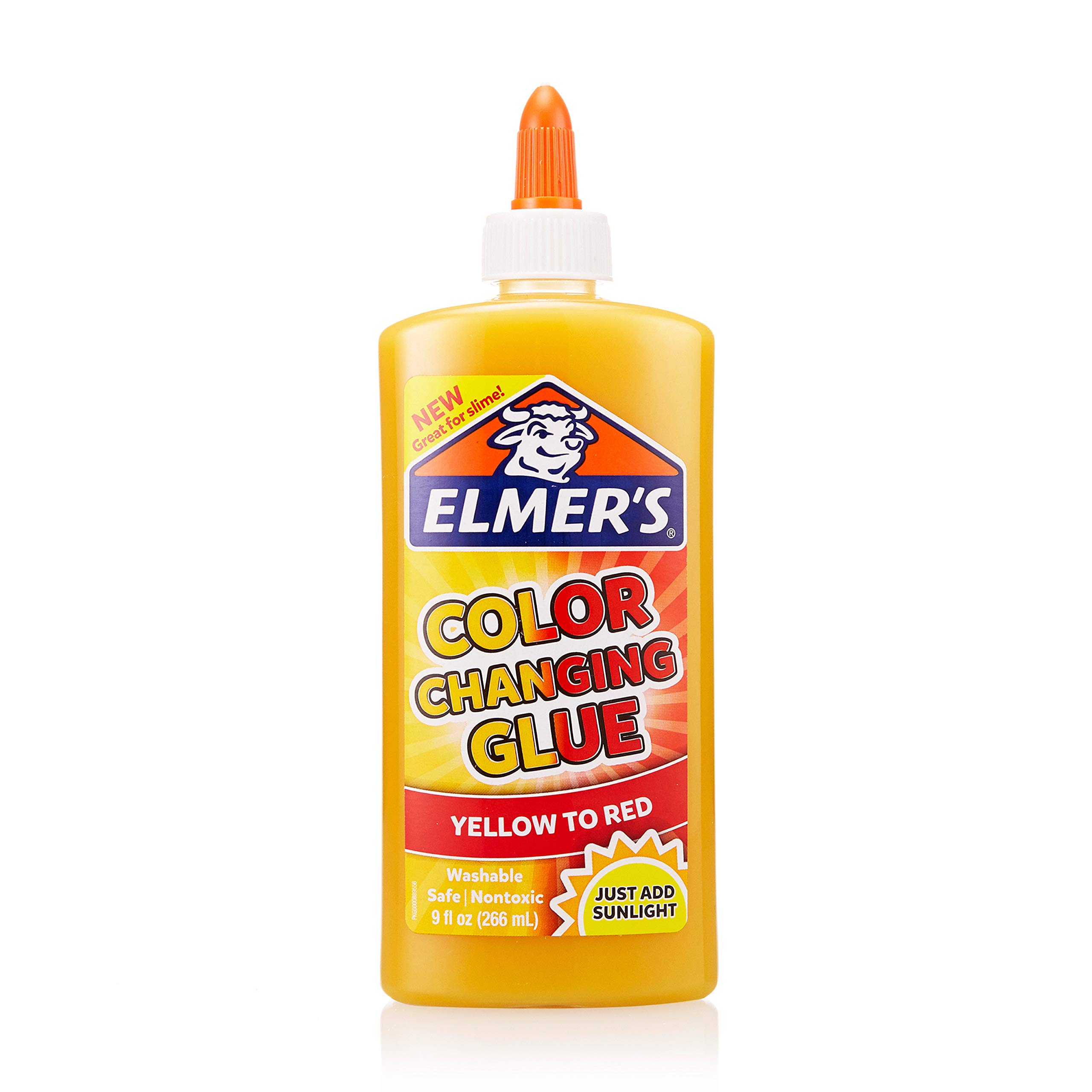 Elmer's Color Changing Liquid Glue, Great for Making Slime, Washable, Yellow to Red, 9 Ounces