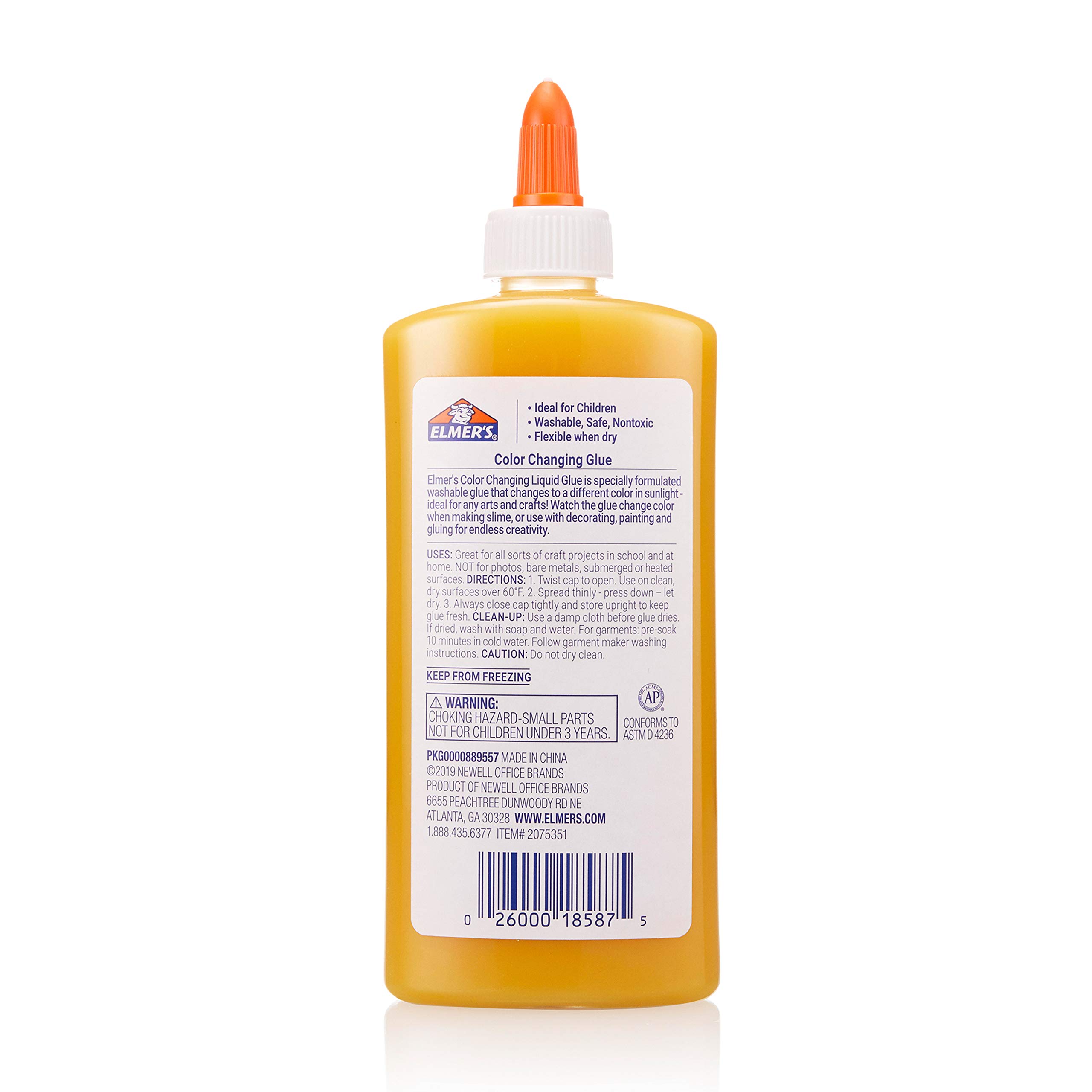 Elmer's Color Changing Liquid Glue, Great for Making Slime, Washable, Yellow to Red, 9 Ounces