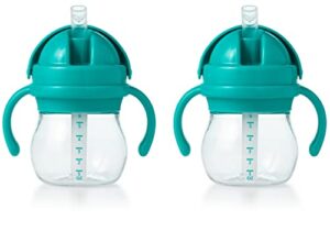 oxo tot transitions straw cup with handles 6 oz - teal - 2 pack